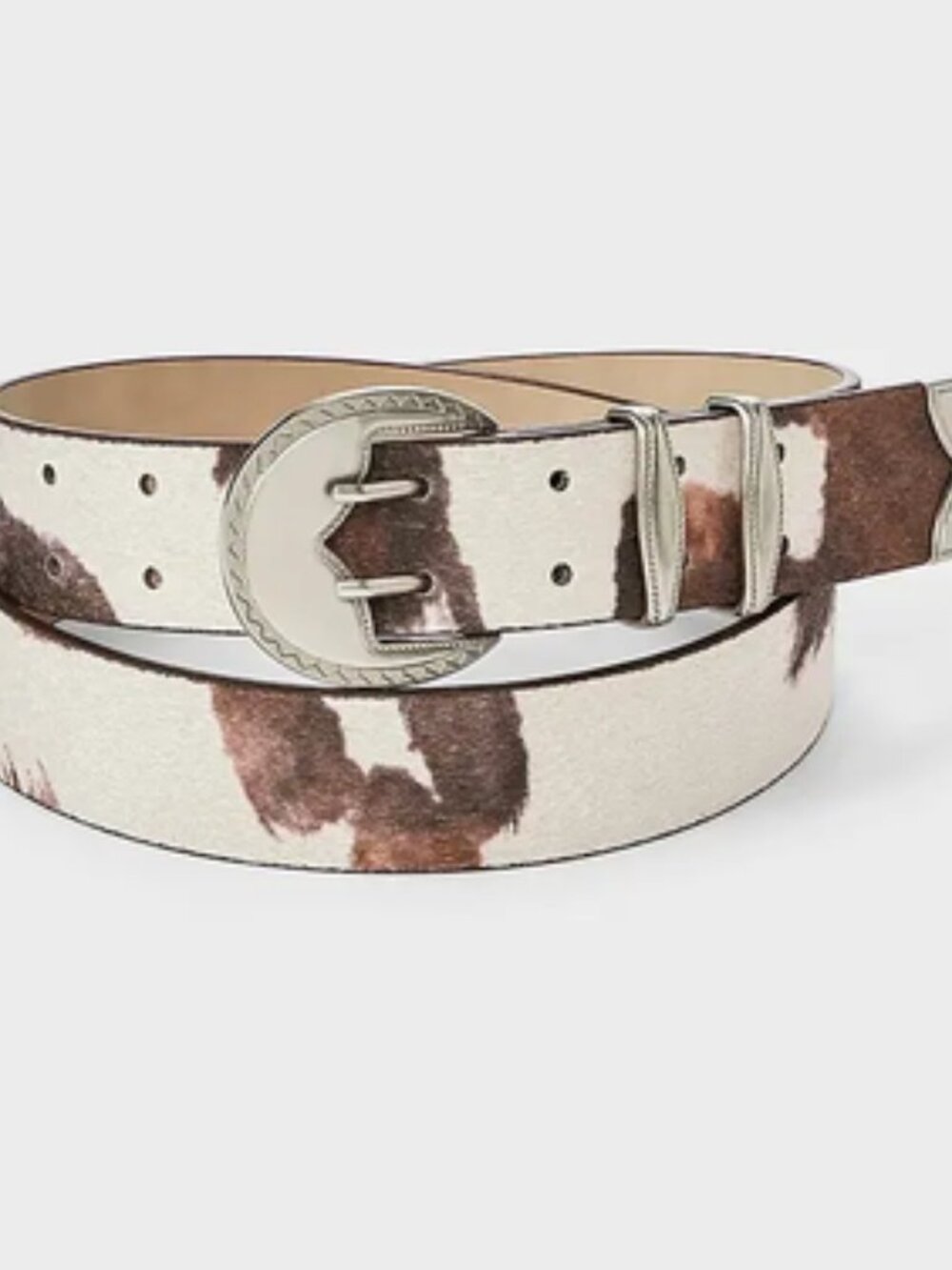 Faux Calf Hair with Cow Print Western Belt - Wild Fable Black/White M/L